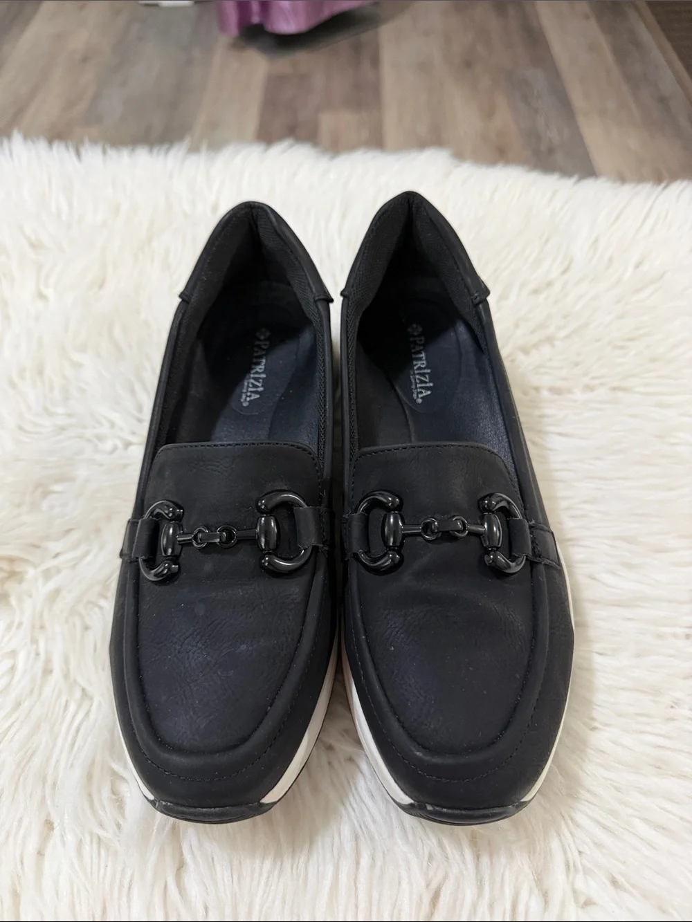 Spring Step Black Slip-On Loafers with Glossy Horsebit Size 7-7.5